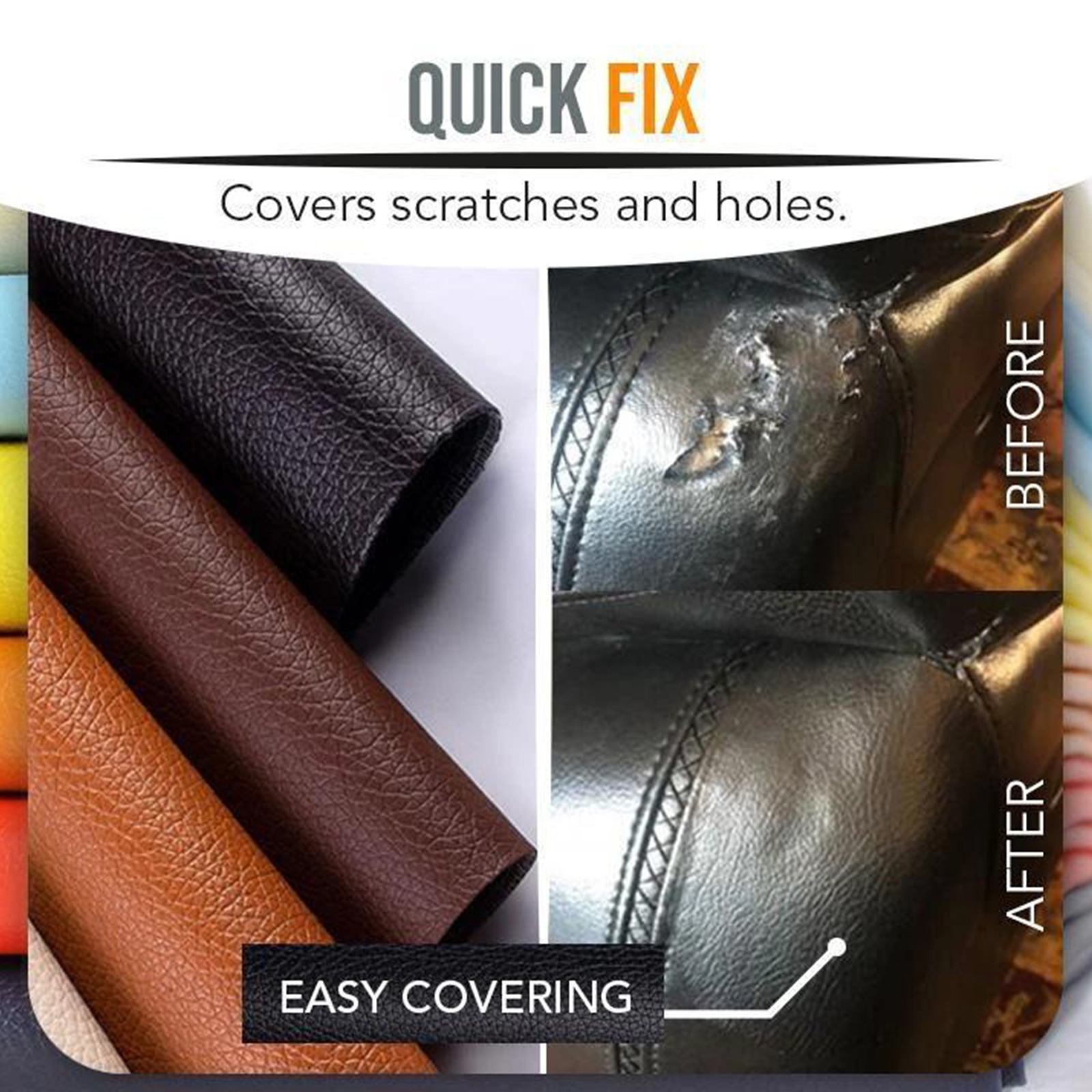Leather Repair Patch Kit 8 x 12 inch, 7 Colors Available, CABINAHOME  Self-Adhesive Leather Tape for Couches, Chairs, Car Seats, Bags, Jackets,  Sofa, Boots (Litchi) 